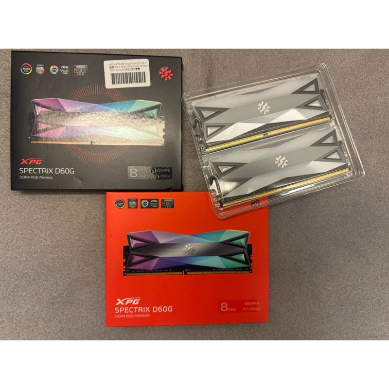 威剛 XPG D60G DDR4 3200 MHz 8G*4雙通道 32G 原廠終身保固 黑盒已拆 新版紅盒全新未拆