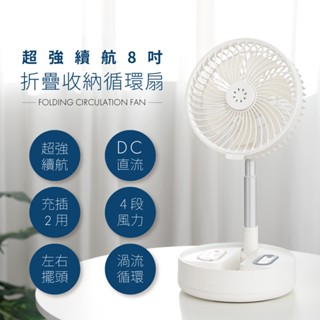 【Shopbuy】超強續航8吋摺疊收納循環扇 超靜音渦漩空調小塔扇 涼扇 風扇 推車風扇 小風扇 桌上型電風扇 手持風扇