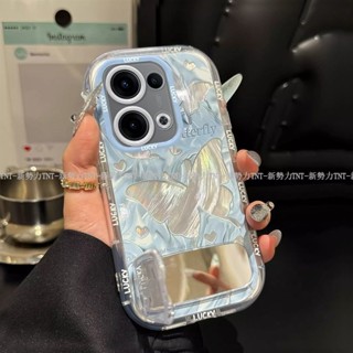 羽紗蝴蝶 鏡子支架殼 OPPO Reno 13 Pro手機保護殼 reno13 pro 手機殼 reno13pro保護殼
