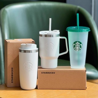Starbucks官方正品！星巴克杯子2025共愛地球系列經典純白色簡約不銹鋼雙飲口隨行杯吸管咖啡杯果汁珍奶茶奶昔茶水杯