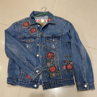 Zara denim jeans jacket 牛仔刺繡外套