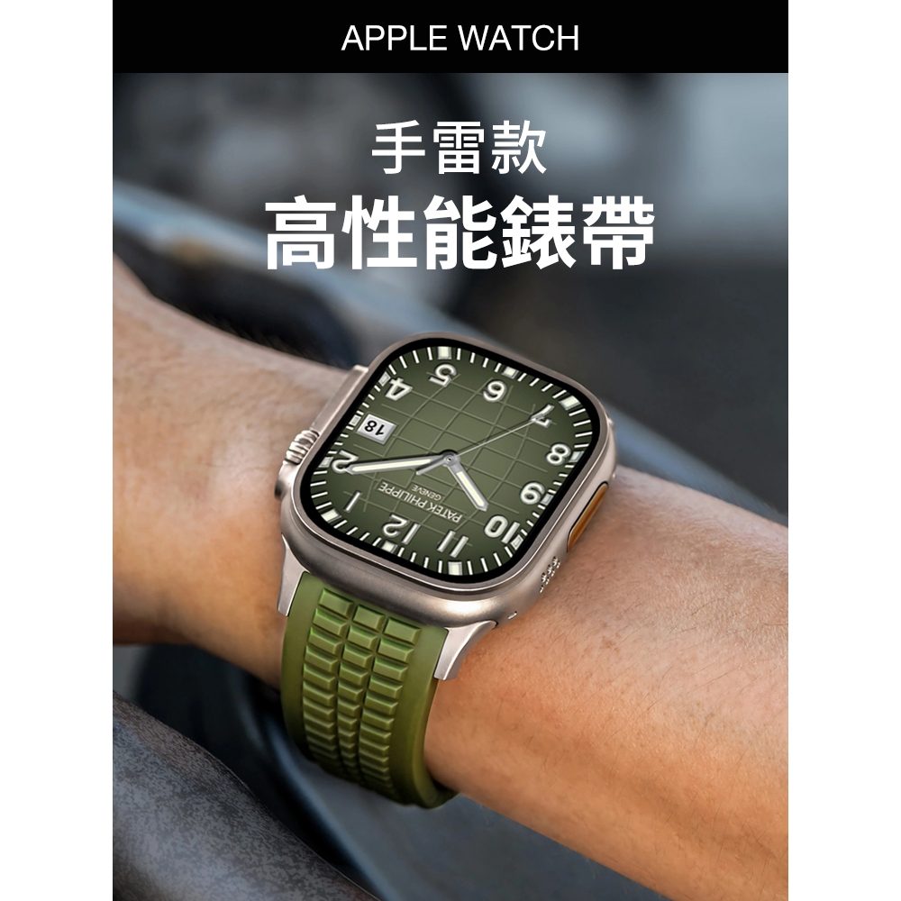《台灣出貨》適用 APPLE WATCH 手雷紋錶帶 橡膠錶帶 Ultra S11 S10 46mm 45mm 男士錶帶