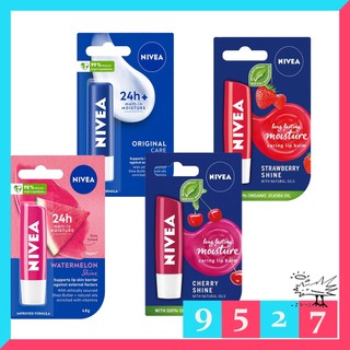NIVEA 護唇膏 4.8g 滋潤唇膏 草莓 櫻桃 西瓜 乳油木果 唇部保濕-9527
