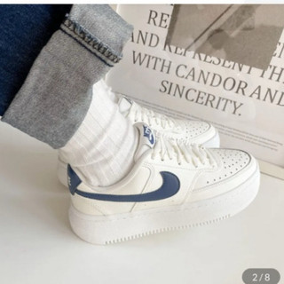 ☑️正品 NIKE COURT VISION ALTA 奶油白藍 深藍厚底增高鞋