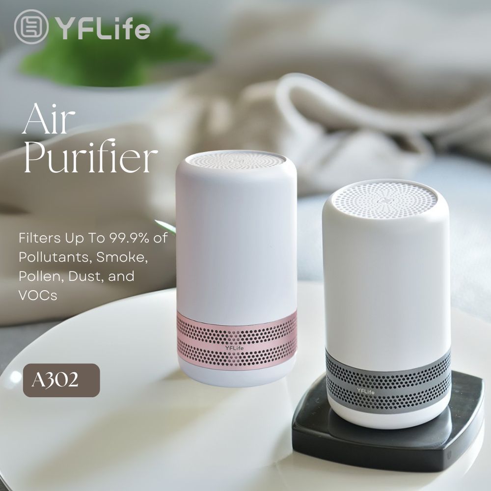 YFLife圓方 A302【2入組】空氣清淨機 奈米光觸媒+負離子雙效淨化器∣免耗材