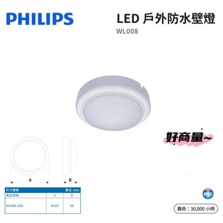 好商量~PHILIPS 飛利浦 WL008C 戶外 防水 壁燈 15W 吸頂燈 IP65 出線設計 不鏽鋼