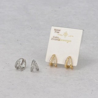 ｜OSEWAYA｜倒V環形耳環 金色 銀色 日本飾品