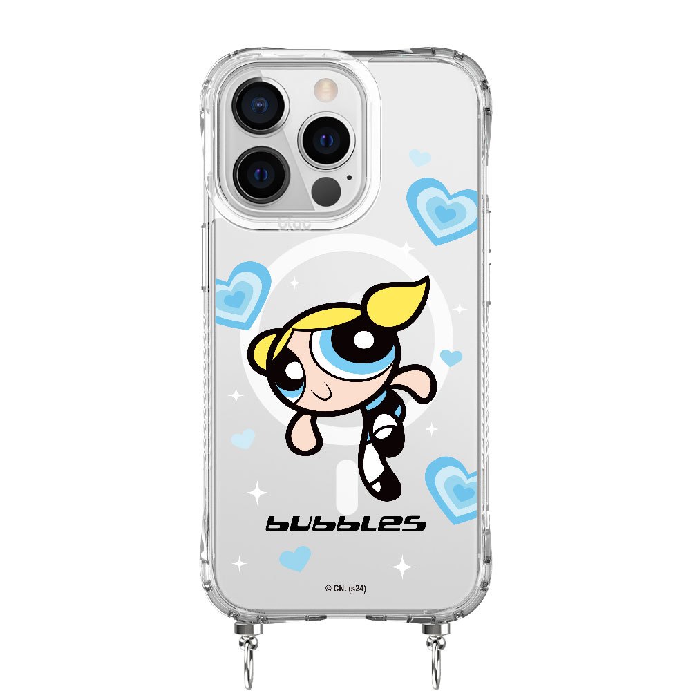 【TOXOXO】飛天小女警｜泡泡愛心光彩：冰川抗黃防摔MagSafe iPhone繩掛手機殼