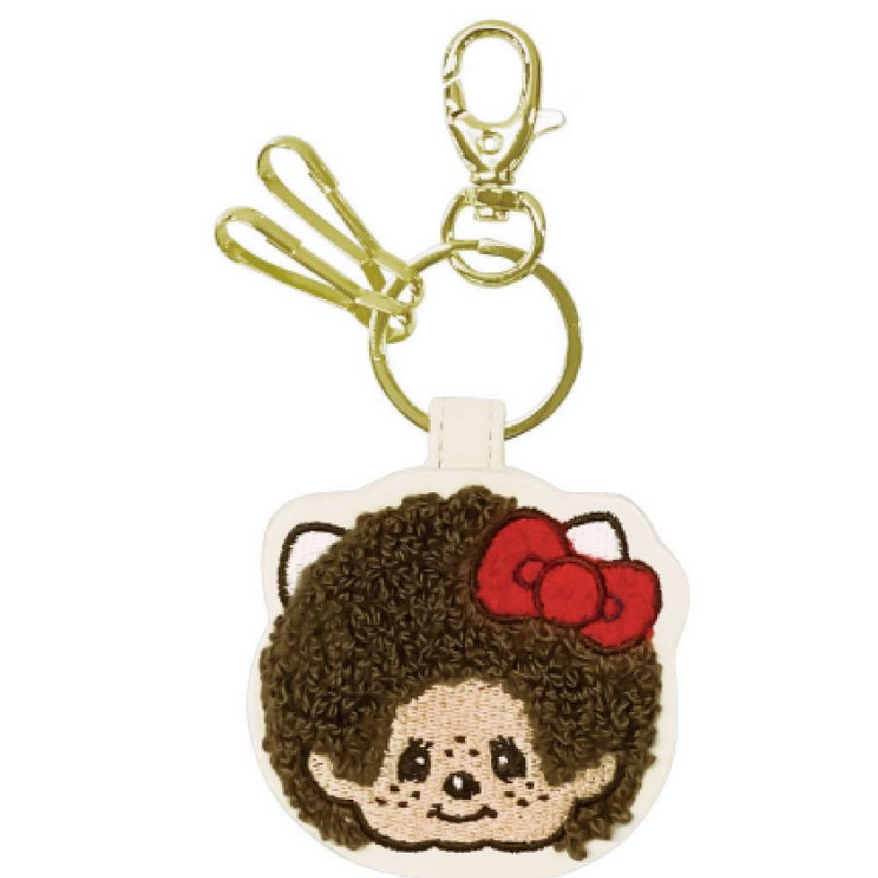 妮可日貨 日本正版 蒙奇奇 夢奇奇 Kitty X Monchhichi 聯名 刺繡 鑰匙圈 鑰匙扣 蒙奇奇君 三麗鷗