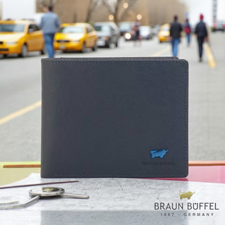 *【寧寧精品】台中35年皮件店 德國小金牛短夾 BRAUN BUFFEL艾康系列 藍色 BF366-314-NY 男短夾