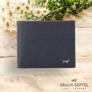 *【寧寧精品】BRAUN BUFFEL 德國小金牛 8卡牛皮防刮男短夾 超薄短夾 黑色 BF378-313-BK