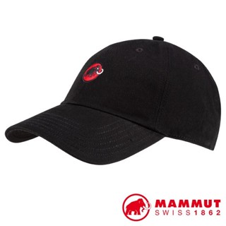 【MAMMUT 長毛象】經典大象帽可調式大LOGO純棉透氣遮陽休閒運動棒球帽 1191-00051-00253 黑