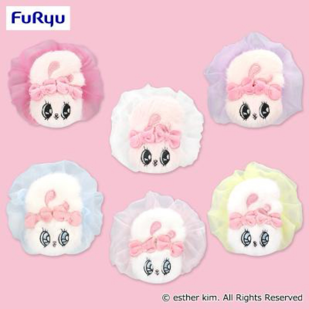 ❤Lika小舖❤F艾絲樂小兔 日本帶回全新正版現貨 Esther Bunny景品玩偶布偶娃娃吊飾 毛絨絨兔子 髮束