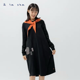 a la sha【全新、黑M】 小色塊長袖洋裝👗