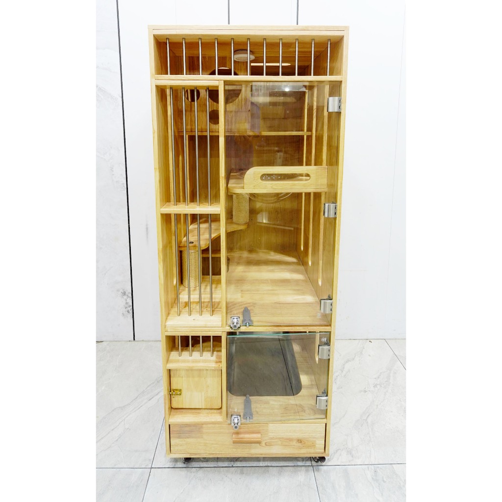 台北二手家具 推薦 ★ 實木貓屋 貓籠 貓別墅 貓跳台 貓房子 貓咪豪華大別墅 桃園 中壢 新北 二手家具【避風港】