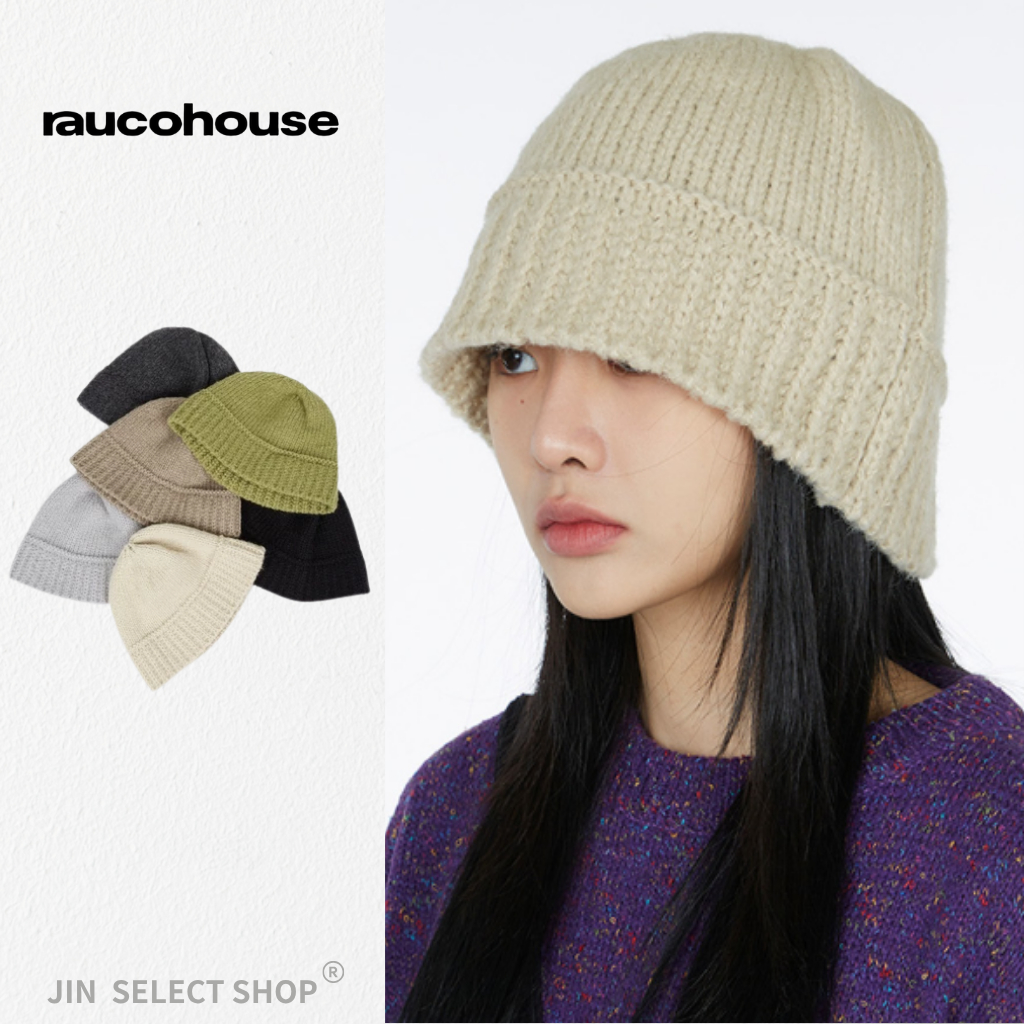 【JIN】現貨! 🇰🇷韓國 Raucohouse瘦臉神器 拼接螺紋針織漁夫帽 拼接 螺紋 針織 漁夫帽 花苞 毛帽