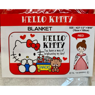 全新，小毛毯，有釦子可披肩，HELLO KITTY（紅）