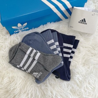 ADIDAS 黑灰藍 中筒襪 襪子 愛迪達 三雙一組 IP2637【Insane-21】
