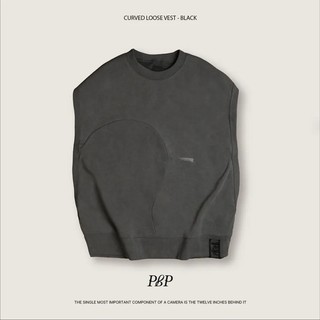 P.B.P - CURVED LOOSE VEST - BLACK