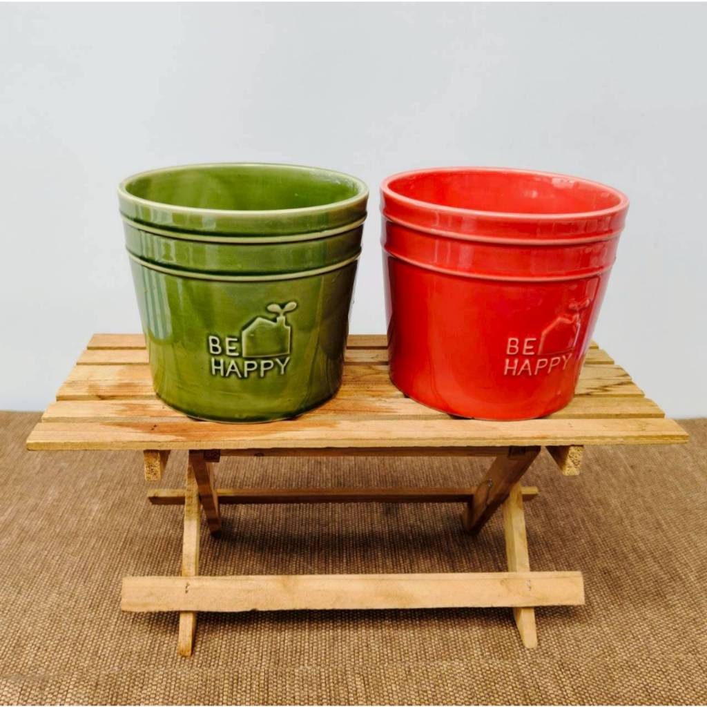 《固禾》生活工場｜BE HAPPY(大)｜瓷器｜水耕｜花盆｜盆器｜花器｜盆栽｜植栽｜植物｜觀葉｜多肉｜免運｜隔日到