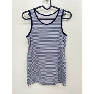 Tracycat 品牌UNIQLO 春夏必備 AIRism深藍白條紋背心 學院風 童裝 二手