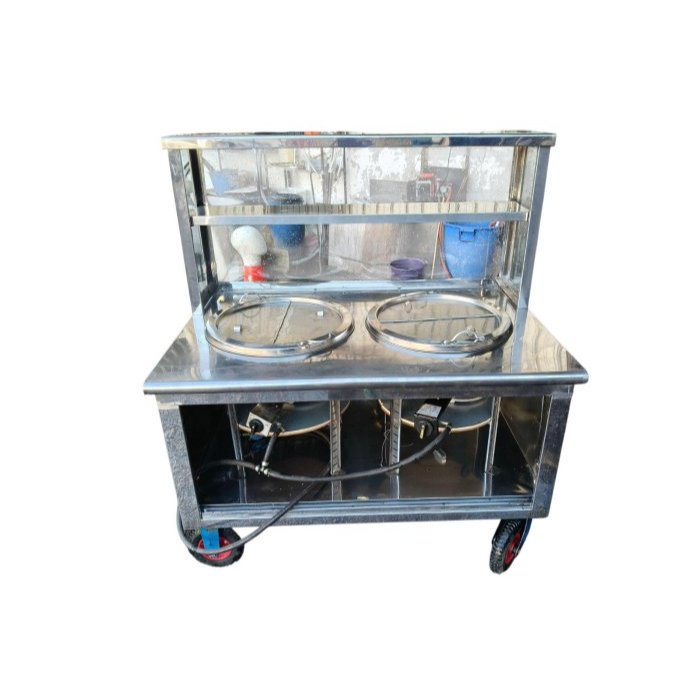 桃園國際二手貨中心----8-9成新 雙孔攤車 雙槽攤車 2口攤車（附爐具）