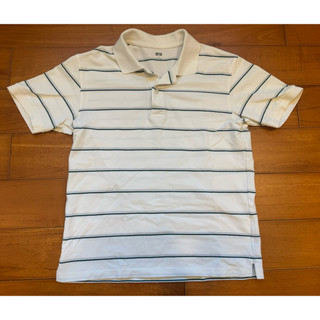二手 Uniqlo 男 橫條紋短袖polo衫（M)