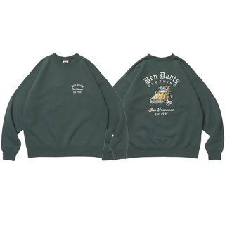 BEN DAVIS 25780057-50 LOWRIDE EMB SWEATSHIRT 大學T (森林綠色) 化學原宿
