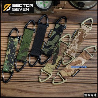 【野戰搖滾】SECTOR SEVEN 多用途雙向三角掛勾、扣帶、掛扣【黑色、迷彩】戰術背包腰帶登山背包鑰匙扣配件掛勾雙頭