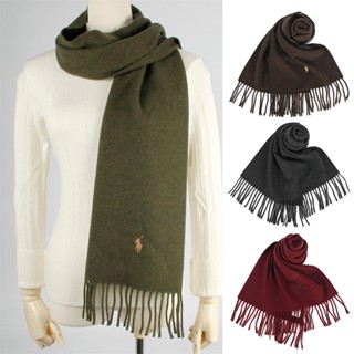 POLO Ralph Lauren刺繡小馬雙側流蘇羊毛圍巾(任選)780933｜GoBrand購名牌