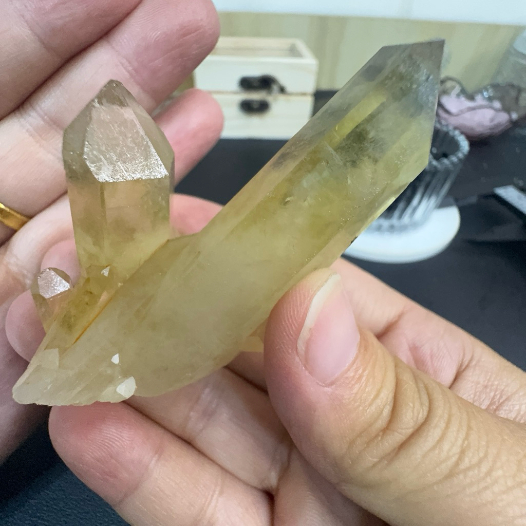 C191招財黃水晶簇 迷你水晶簇 迷你原礦 口袋水晶 水晶盆栽