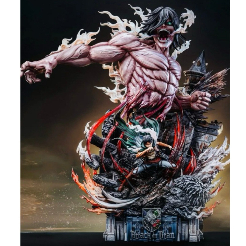 【Hertz工作室】💕gk💕艾連·葉卡 艾倫耶格爾 💕Gk進擊的巨人 第二彈 GK雕像｜艾連+巨人型態+地台 收藏擺件