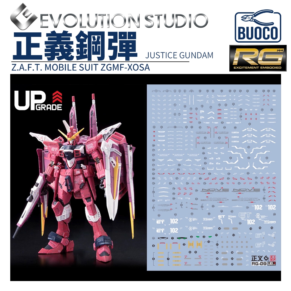 [BUOCO] EVO RG-09 RG 正義鋼彈 專用螢光水貼 | SEED | - 阿斯蘭 / 札夫特 / X09A