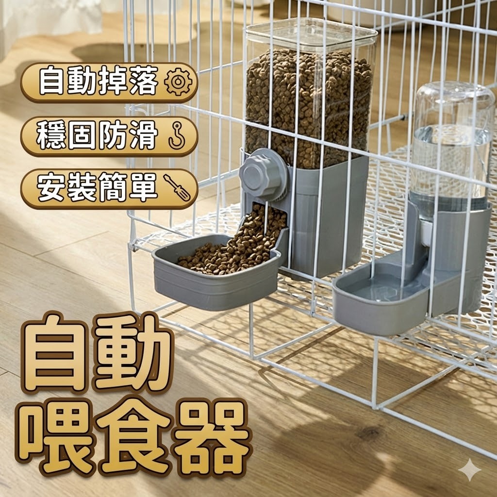 【台灣出貨】自動寵物餵食器 餵水器｜貓狗通用掛式飲水機｜不漏水 可拆洗｜籠內餵食器 寵物用品