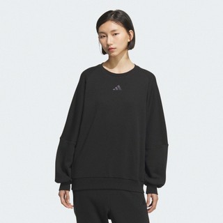 adidas 女款 長袖上衣 大學T 亞規 WORD FT CREW 黑 JZ8450