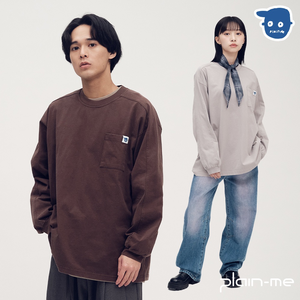plain-me [小P社長] 水洗 薄長袖 大學t t恤 長Tee [PLN0082-252]