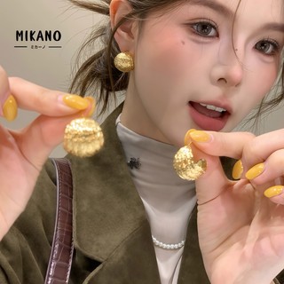 MIKANO高端訂製・18K真金電鍍C形雕紋豆豆耳釘｜S925銀針防過敏質感耳環 耳飾 耳釘 白領氣質耳環 系簡約耳環