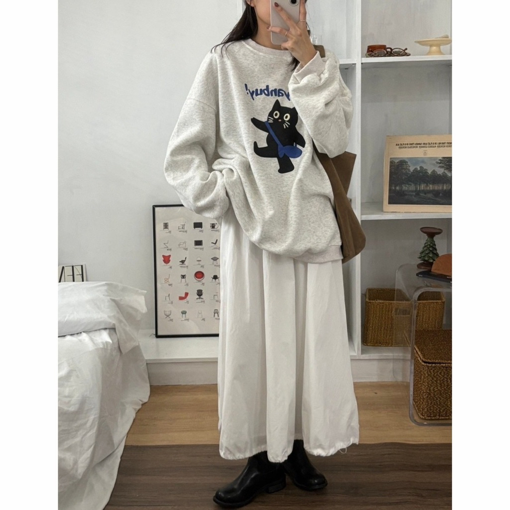 自留)日系感～黑貓咪揹書包衛衣實拍🐱2color