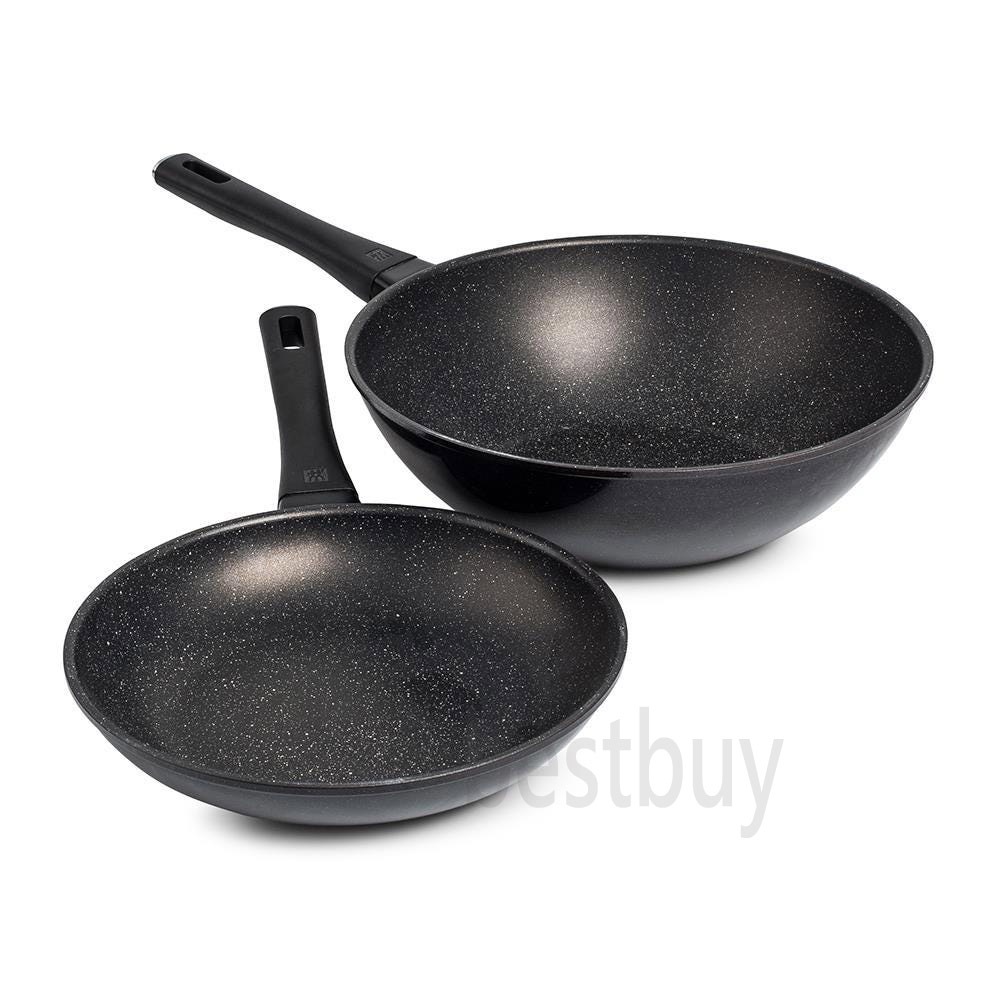 德國 雙人 Zwilling Marquina 平底鍋 24cm + 炒鍋 30cm 花崗岩 不沾塗層 不沾鍋 2入
