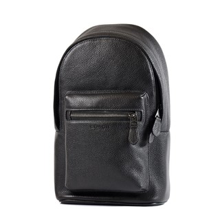 COACH 男款 West 素面荔枝紋皮革單肩背胸包-黑色【美國正品現貨】