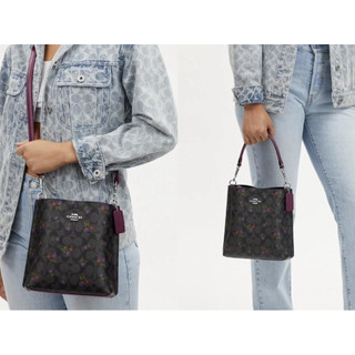 COACH美國outlet款 COACH mollie 小號花朵印花款水桶包
