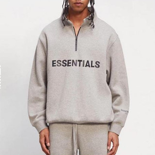 多色可選 FEAR OF GOD ESSENTIALS SS20 翻領衛衣 半拉鏈 膠印logo 長袖T fog 大學T