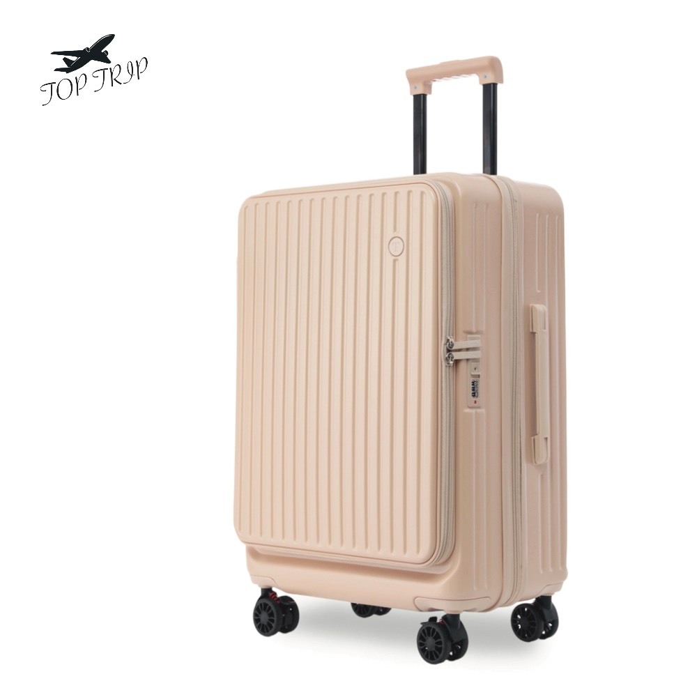 【TOP TRIP】買一送三 前開式行李箱 登機箱 上開擴充 熱銷日韓 旅行箱 杯袋掛勾 彈簧煞車輪 杯架功能 十年保固