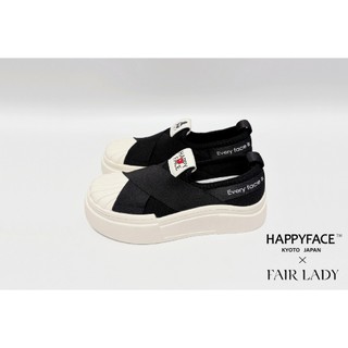 小葉鞋鞋 (59136 黑)【熱銷好評】Fair Lady HAPPYFACE 經典黑白貝殼頭厚底休閒鞋(5B3044)