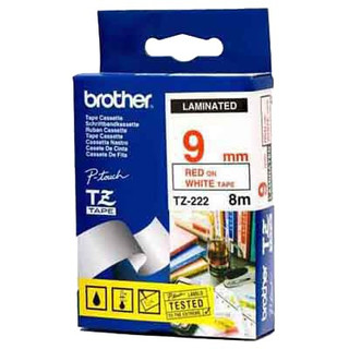 【Brother 色帶】TZ系列 9mm TZe-222 白底紅字 護貝型 標籤色帶 原廠公司貨 TZ-222