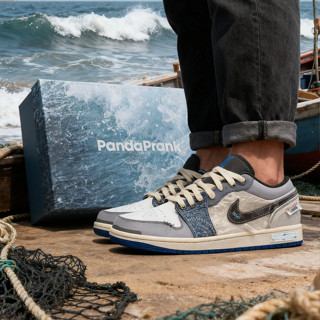 🎯輕氧 Jordan Air Jordan 1 Low 熊貓惡作劇乘 浪釣手 過度捕撈 復古籃球鞋 男女同款 藍棕