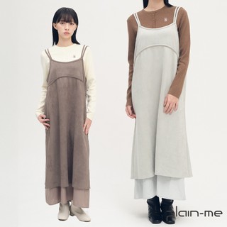 plain-me [SAAKO 絨麵皮感層次] 洋裝 連身裙 長裙 女生長裙 絨面 [SAA5036-252]