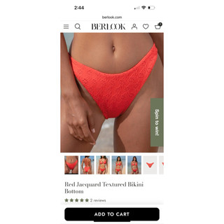 Berlook Red Jacquard Textured Bikini Bottom (S)