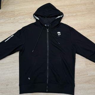 【曜恆｜精品服飾】現貨秒出🔥卡爾Karl Lagerfeld老佛爺 人像X文字Logo 連帽外套 黑色 休閒 長袖