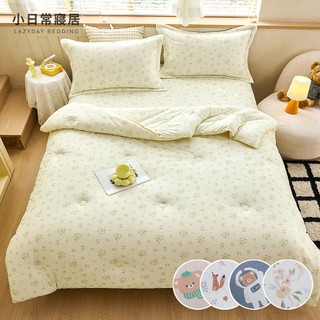 【小日常寢居】輕柔針織全鋪棉3.5尺單人床包枕套+單人5x7尺棉花糖捲捲被三件組-多款任選 厚床包舖棉冬包 鋪棉枕套